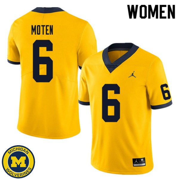 Women's University of Michigan #6 R.J. Moten Yellow Player Jersey